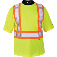 Safety T-Shirt, Polyester, Medium, High Visibility Lime-Yellow Maritime Industrial Rubber