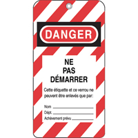 &eacute;tiquettes de verrouillage, Plastique, 3" la x 5-3/4" h, Français Maritime Industrial Rubber