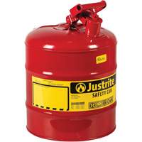Safety Cans, Type I, Steel, 5 US gal., Red, FM Approved/UL/ULC Listed Maritime Industrial Rubber
