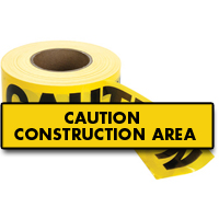 Rubans standards pour barricades, Anglais, 3" la x 1000' lo, 2 mils, Noir sur jaune Maritime Industrial Rubber