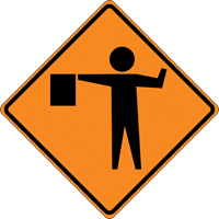 Panneau de construction enroulable - Tilt-Adjust signaleur, 36" x 36", Vinyle, Pictogramme Maritime Industrial Rubber