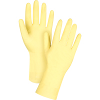 Gants jaune canari r&eacute;sistants aux produits chimiques, Taille 7, 12" lo, Latex, Doublure en Ouat&eacute;e, 18 mils Maritime Industrial Rubber