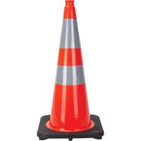 Traffic Cone, 28", Orange, 4" & 6" Reflective Collar(s) Maritime Industrial Rubber