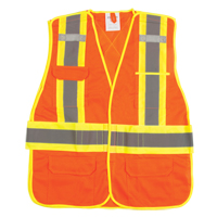 Veste d'arpenteur haute visibilit&eacute;, conforme &agrave; la CSA, Orange haute visibilit&eacute;, Moyen, Polyester Maritime Industrial Rubber