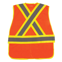 Veste d'arpenteur haute visibilit&eacute;, conforme &agrave; la CSA, Orange haute visibilit&eacute;, Moyen, Polyester Maritime Industrial Rubber