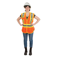 Veste d'arpenteur haute visibilit&eacute;, conforme &agrave; la CSA, Orange haute visibilit&eacute;, Moyen, Polyester Maritime Industrial Rubber