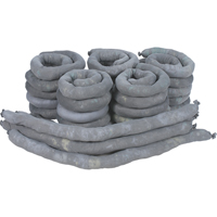 Remblais tubulaires absorbants, Universel, Absorption 50 gal., 3" la x 4' lo, Pqt de 30 Maritime Industrial Rubber