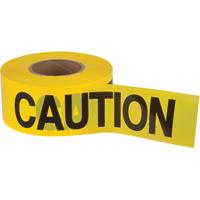 Ruban pour barricade Caution, Anglais, 3" la x 1000' lo, 1,5 mil, Noir sur jaune Maritime Industrial Rubber