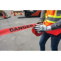 Ruban pour barricade Danger, Bilingue, 3" la x 1000' lo, 1,5 mil, Noir/rouge Maritime Industrial Rubber