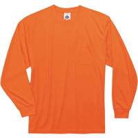 GloWear 8091 Non-Certified Long Sleeve T-Shirt, Polyester, Small, High Visibility Orange Maritime Industrial Rubber