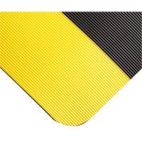 Corrugated Switchboard Matting No.702, 3' W x 10' L, 1/4" Thickness, Black/Yellow, PVC Maritime Industrial Rubber