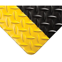 Diamond-Plate Switchboard Matting No.701, 3' W x 75' L, 1/4" Thickness, Black/Yellow, PVC Maritime Industrial Rubber