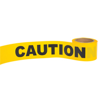 Ruban pour barricade Caution, Anglais, 3" la x 300' lo, 1,5 mil, Noir sur jaune Maritime Industrial Rubber