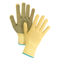 Gants tricot&eacute;s sans couture &agrave; pois, Taille T-Grand/10, Calibre 7, Rev&ecirc;tement PVC, Enveloppe en Kevlar, ASTM ANSI niveau A2/EN 388 niveau 3 Maritime Industrial Rubber
