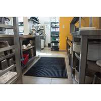 Anti-Fatigue Matting, Slotted, 3' x 5' x 7/8", Black, Natural Rubber Maritime Industrial Rubber