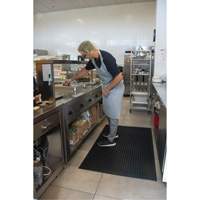 Anti-Fatigue Matting, Slotted, 3' x 5' x 7/8", Black, Natural Rubber Maritime Industrial Rubber