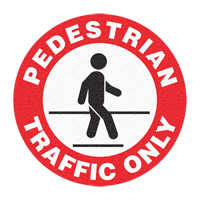 "Pedestrian Traffic Only" Floor Sign, Adhesive, English with Pictogram Maritime Industrial Rubber