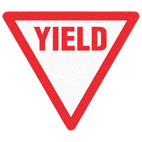 "Yield" Floor Sign, Adhesive, English with Pictogram Maritime Industrial Rubber