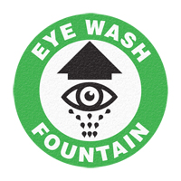 "Eye Wash Fountain" Floor Sign, Adhesive, English with Pictogram Maritime Industrial Rubber