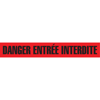 Barricade Tape, French, 3" W x 1000' L, 3 mils, Black on Red Maritime Industrial Rubber