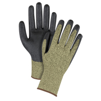 Gants &eacute;lastiques sans coutures r&eacute;sistants &agrave; la coupe noir & jaune, Taille Grand/9, Calibre 13, Rev&ecirc;tement Mousse de nitrile, Enveloppe en Aramide, ASTM ANSI niveau A6 Maritime Industrial Rubber