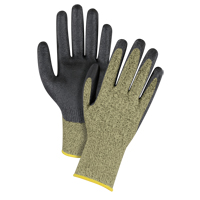 Gants &eacute;lastiques sans coutures r&eacute;sistants &agrave; la coupe noir & jaune, Taille 2T-Grand/11, Calibre 13, Rev&ecirc;tement Mousse de nitrile, Enveloppe en Aramide, ASTM ANSI niveau A6 Maritime Industrial Rubber
