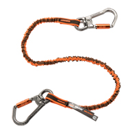 Squids&reg; 3119F(x) Double-Locking Tool Lanyard with Swivel, Bungee, Dual Carabiner Maritime Industrial Rubber