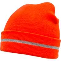 High Visibility Knit Hat with Reflective Stripe, High Visibility Orange, Acrylic Maritime Industrial Rubber