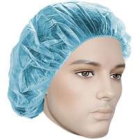 Bouffant Caps, Polypropylene, 18", Blue Maritime Industrial Rubber