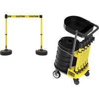 Chariot de transport avec plateau pour barri&egrave;re PLUS, 75' lo, M&eacute;tal, Jaune Maritime Industrial Rubber