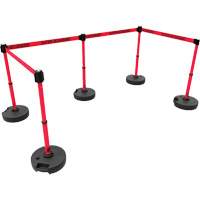 Ensemble de cinq montants pour barri&egrave;re PLUS, Plastique, 42" h, Ruban Rouge, Longueur du ruban 15' Maritime Industrial Rubber