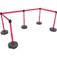 Ensemble de cinq montants pour barri&egrave;re PLUS, Plastique, 42" h, Ruban Rouge, Longueur du ruban 15' Maritime Industrial Rubber