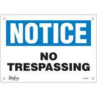 Enseigne No Trespassing, 7" x 10", Aluminium, Anglais Maritime Industrial Rubber