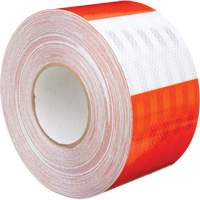 Feuille de rev&ecirc;tement de barricade prismatique de qualit&eacute; &agrave; haute intensit&eacute;, 4" la x 150' lo, 19 mils, Orange et blanc Maritime Industrial Rubber
