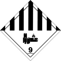 DOT Hazardous Material Handling Labels, 4" L x 4" W, Black on White Maritime Industrial Rubber