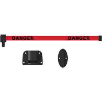 Plus Wall Mount Barrier System, Plastic, Screw Mount, 15', Red Tape Maritime Industrial Rubber