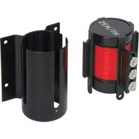 Barri&egrave;re &agrave; fixation murale avec ruban magn&eacute;tique, Acier, Fixation par vis, 12', Ruban Rouge Maritime Industrial Rubber