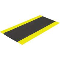 Airsoft Anti-Fatigue Mat, Pebbled, 3' x 5' x 3/8", Black/Yellow, PVC Sponge Maritime Industrial Rubber