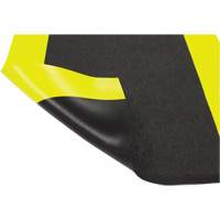 Airsoft Anti-Fatigue Mat, Pebbled, 3' x 5' x 3/8", Black/Yellow, PVC Sponge Maritime Industrial Rubber