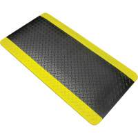 Tapis antifatigue, Losange, 1-2/3' x 3-1/4' x 3/4", Noir/Jaune, Polyur&eacute;thane Maritime Industrial Rubber