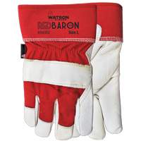Red Baron Fitter's Gloves, Large, Grain Cowhide Palm, Sherpa Inner Lining Maritime Industrial Rubber
