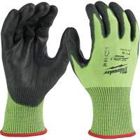 High Visibility Dipped Gloves, Size Small, 15 Gauge, Polyurethane Coated, Polyethylene Shell, ASTM ANSI Level A5 Maritime Industrial Rubber