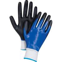 Black & Blue Coated Gloves, Small, Foam Nitrile Coating, 15 Gauge, Nylon Shell Maritime Industrial Rubber
