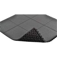 Tapis antifatigue &agrave; imbrication Cushion-Ease, Rugueux, 3' x 3' x 3/4", Noir, Caoutchouc naturel Maritime Industrial Rubber