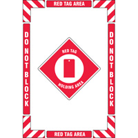 "Red Tag Holding Area" Floor Marking Kit, Adhesive, English with Pictogram Maritime Industrial Rubber
