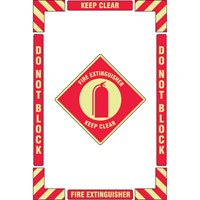 "Fire Extinguisher" Floor Marking Kit, Adhesive, English with Pictogram Maritime Industrial Rubber