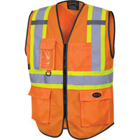 6958 Zipper Front Safety Vest, High Visibility Orange, Small, Polyester Maritime Industrial Rubber