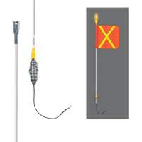 Tiges de s&eacute;curit&eacute; tout-temps de s&eacute;rie lourde avec lumi&egrave;re DEL constante Safety Whip, Fixation Ressort, Hauteur 3', Orange avec X r&eacute;fl&eacute;chissant Maritime Industrial Rubber