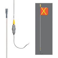 Tiges de s&eacute;curit&eacute; tout-temps de s&eacute;rie lourde avec lumi&egrave;re DEL constante Safety Whip, Fixation Ressort, Hauteur 10', Orange avec X r&eacute;fl&eacute;chissant Maritime Industrial Rubber