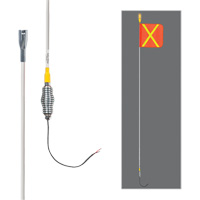Tiges de s&eacute;curit&eacute; tout-temps de s&eacute;rie lourde avec lumi&egrave;re DEL constante Safety Whip, Fixation Ressort, Hauteur 12', Orange avec X r&eacute;fl&eacute;chissant Maritime Industrial Rubber